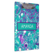 Personalisierte Lila und aquamarine Marmorflüssigk Klemmbrett (Rechts)