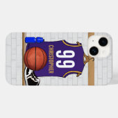 Personalisierte Lila und Gold Basketball Jersey Case-Mate iPhone Hülle (Rückseite (Horizontal))
