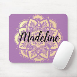 Personalisierte Lila und Gold Mandala Blume Mousepad