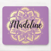 Personalisierte Lila und Gold Mandala Blume Mousepad (Vorne)