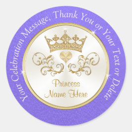 Personalisierte Lila- und Golddruckaufkleber Runder Aufkleber