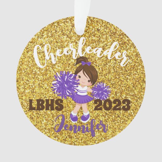 Personalisierte Lila und goldene Kirchendekoration Ornament (Vorderseite)