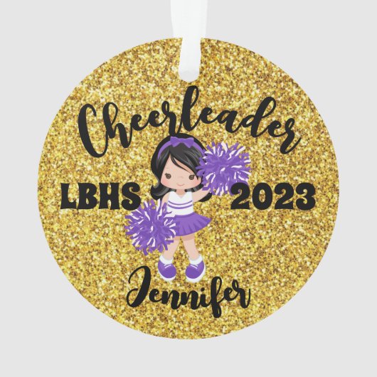 Personalisierte Lila und goldene Kirchendekoration Ornament (Rückseite)