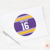 Personalisierte Lila und goldene Streifen Runder Aufkleber (Umschlag)