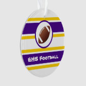 Personalisierte Lila und Goldfußball-Verzierung Ornament (Vorderseite)