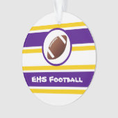 Personalisierte Lila und Goldfußball-Verzierung Ornament (Vorderseite)