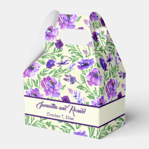 Personalisierte lila und grüne florale Hochzeit  Geschenkschachtel