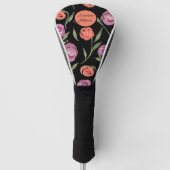 Personalisierte Lila und Peach Floral Ladys Golf Headcover (Vorderseite)