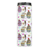 Personalisierte, Lila und rosa Cupcakes Thermosbecher (Rückseite)