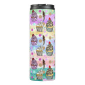 Personalisierte, Lila und rosa Cupcakes Thermosbecher (Rückseite)