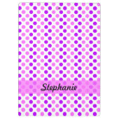 Personalisierte Lila und rosa Polka-Punkte Klemmbrett (Rückseite)