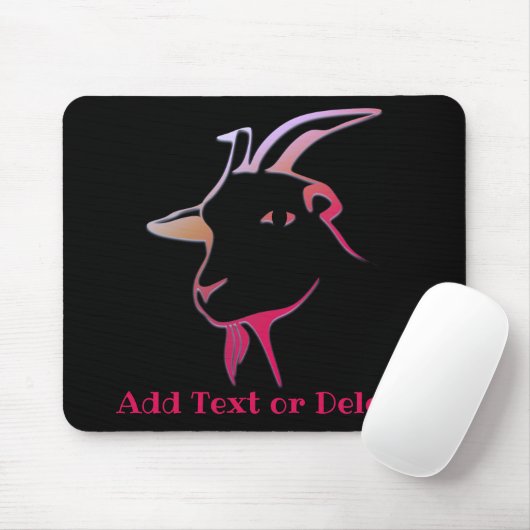 Personalisierte Lila und rosa Ziege auf schwarz Mousepad (Mit Mouse)