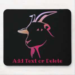 Personalisierte Lila und rosa Ziege auf schwarz Mousepad