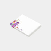 Personalisierte lila und rote Iris Post-it Klebezettel (angewinkelt)