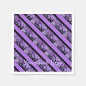 Personalisierte, Lila und schwarz gestreifte Neape Serviette (Vorderseite)