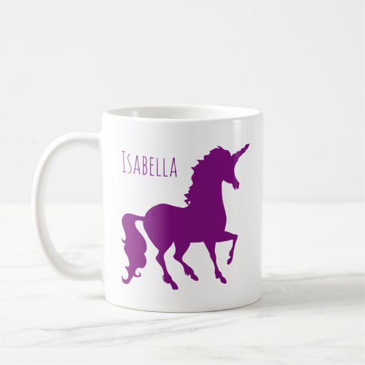 Personalisierte lila Unicorn-Silhouette schön Kaffeetasse (Links)