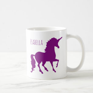 Personalisierte lila Unicorn-Silhouette schön Kaffeetasse