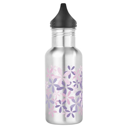 Personalisierte Lila Violet Daisy Edelstahlflasche (Links)