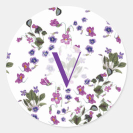 Personalisierte Lila Violetten Blumenaufkleber Runder Aufkleber
