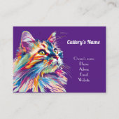 Personalisierte Lila Visitenkarte für den Cattery (Vorderseite)