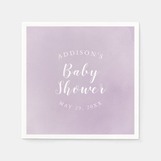 Personalisierte Lila Wasserfarben Kinderdusche Serviette (Vorderseite)
