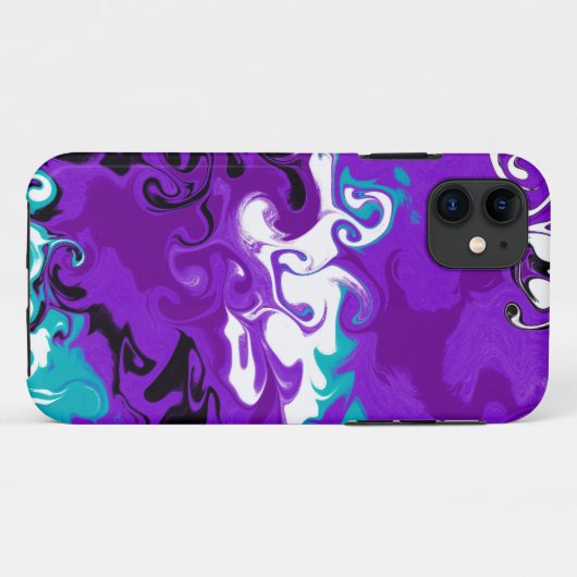 Personalisierte Lila Waves Fluid Art Case-Mate iPhone Hülle (Rückseite (Horizontal))