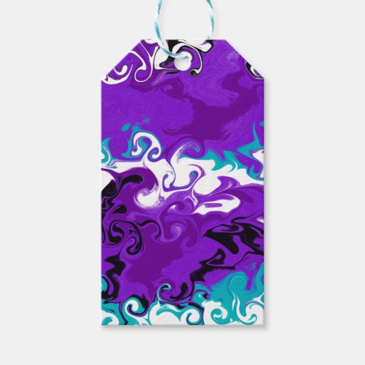 Personalisierte Lila Waves Fluid Art Geburtstag Geschenkanhänger (Vorderseite)