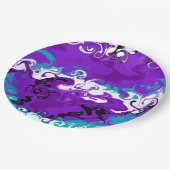 Personalisierte Lila Waves Fluid Art Geburtstag Pappteller (Schrägansicht)