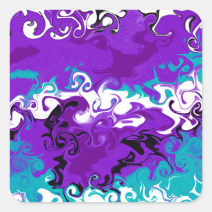 Personalisierte Lila Waves Fluid Art Quadratischer Aufkleber
