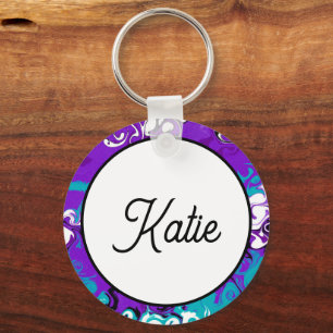 Personalisierte Lila Waves Fluid Art Schlüsselanhänger