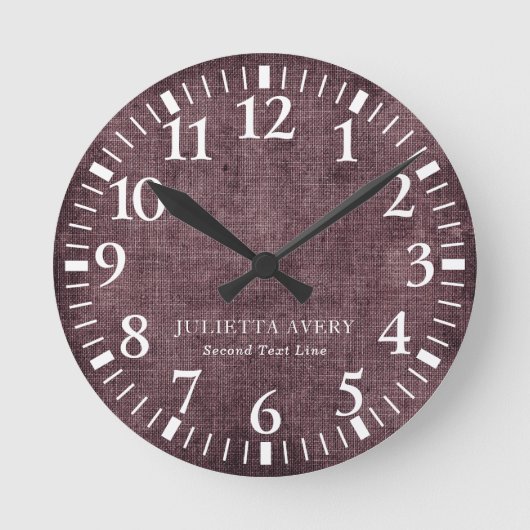 Personalisierte Lila Weine Textur Runde Wanduhr (Vorderseite)