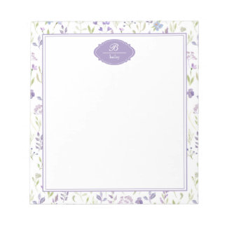 Personalisierte lila Wildblumen-Blumenflor Notizblock