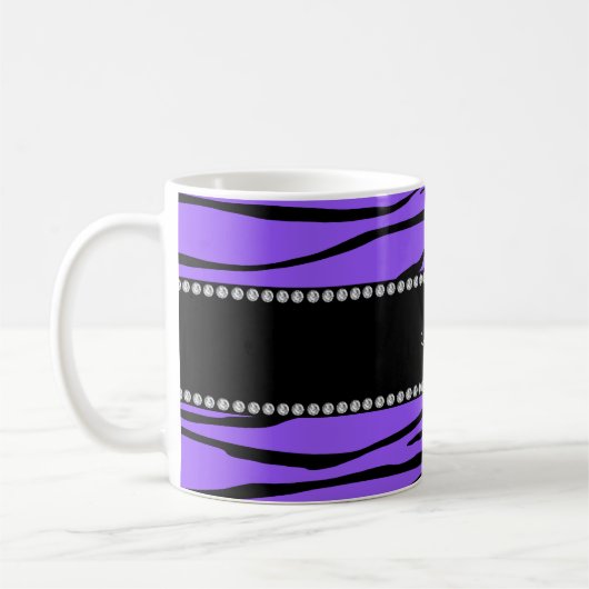 Personalisierte lila Zebranamensstreifen Kaffeetasse (Links)