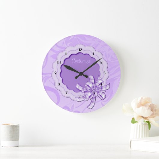 Personalisierte Lilac-Skalierung Große Wanduhr (Zuhause)