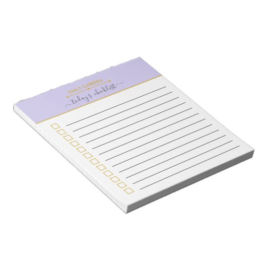 Personalisierte Lilac- und Gold-Liste Notizblock (angewinkelt)