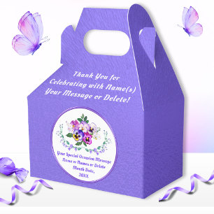 Personalisierte Lilafarbene Stiefmütterchen-Blumen Geschenkschachtel