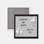 Personalisierte Lilie Black und Silver Magnet (Vorderseite/Rückseite)