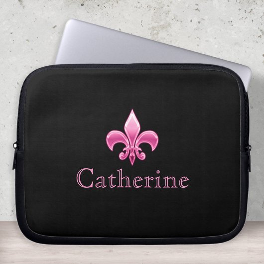 Personalisierte Lilie in Schwarz und Rosa Laptopschutzhülle