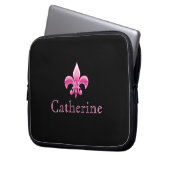 Personalisierte Lilie in Schwarz und Rosa Laptopschutzhülle (Vorderseite Links)