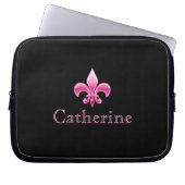 Personalisierte Lilie in Schwarz und Rosa Laptopschutzhülle (Vorderseite)