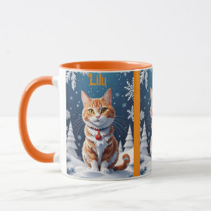 Personalisierte Lilu Weihnachtskatze Ginger Winter Tasse