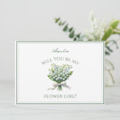 Personalisierte Lily of the Valley Bow Flower Girl Karte (Stehend Vorderseite)