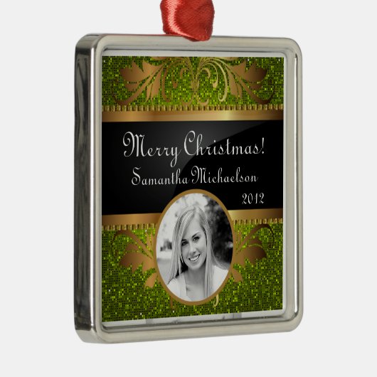 Personalisierte Limone Glitzer-Sequenzierung für b Ornament Aus Metall (Rechts)