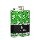 Personalisierte Limone grüne Glitternamenspandas Flachmann (Rechts)