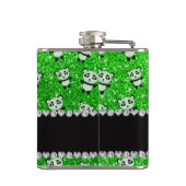 Personalisierte Limone grüne Glitternamenspandas Flachmann (Rückseite)