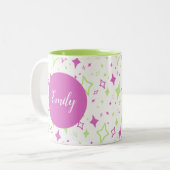 Personalisierte Limone Lila Tasse mit Sternen (Vorderseite Links)