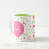 Personalisierte Limone rosa Tasse mit Sternen (Vorderseite Links)