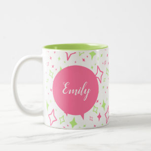 Personalisierte Limone rosa Tasse mit Sternen