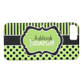 Personalisierte Limone, schwarze, weiße Polka-Punk Case-Mate iPhone Hülle (Rückseite (Horizontal))