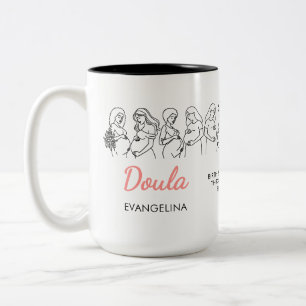 Personalisierte Line-Art-Hebamme Doula Zweifarbige Tasse